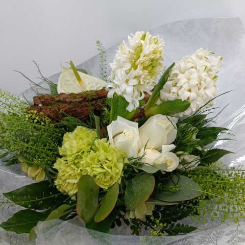 Bouquet rond blanc et vert